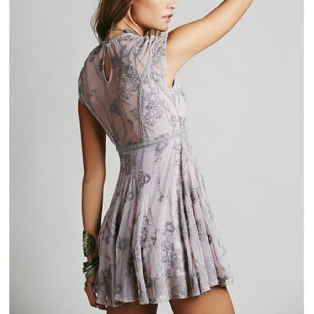 Free People Laurel Lace Dress - Purple/Silver Mesh - Size 4 - Picture 6 of 6